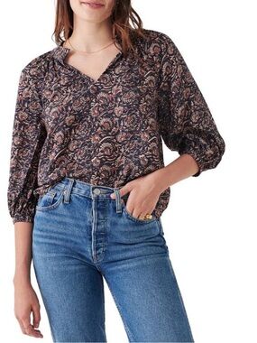 Nordstrom Faherty Multi-Color Artisan Block Print Top